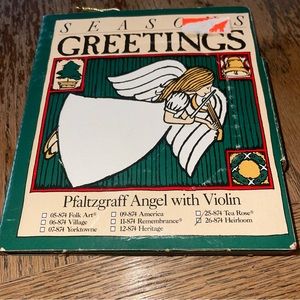 Pfaltzgraff Seasons Greetings  Angel 1989 ANGEL Christmas Ceramic Orn Tea Rose